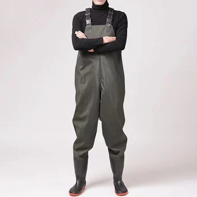 Camouflage Chest Waders Waterproof PVC Fabric Camouflage Fishing Chest Waders With Boots Fishing Suits