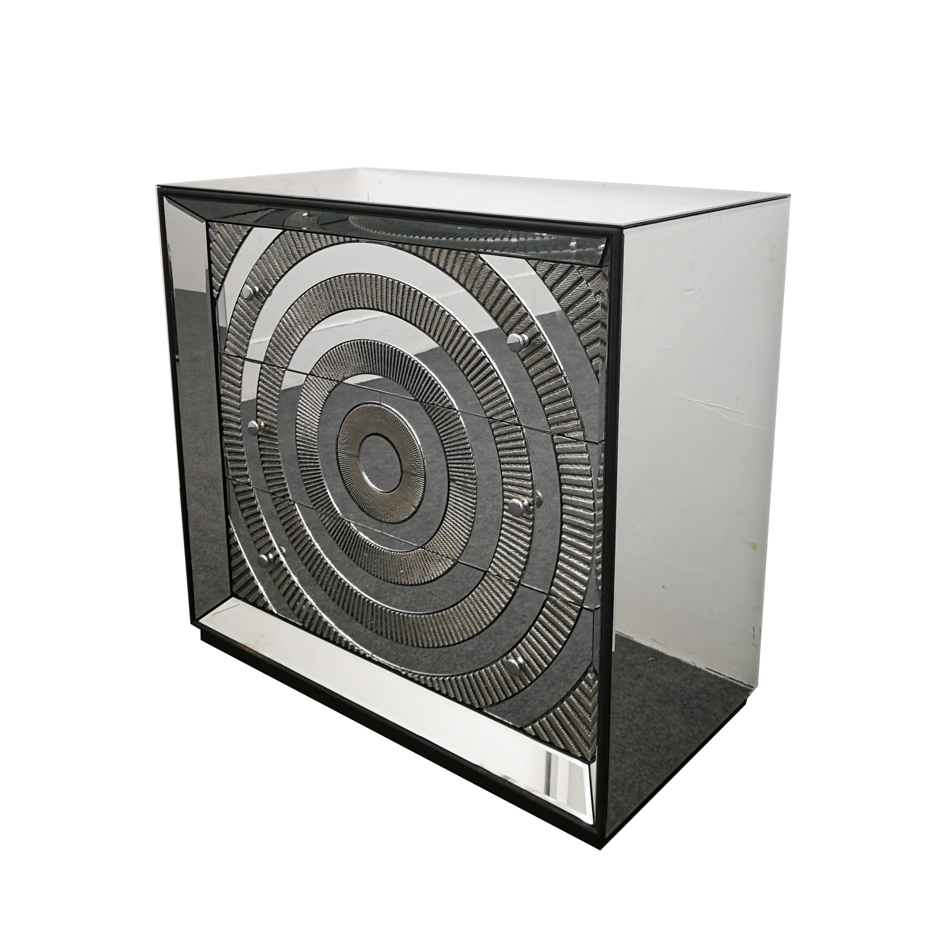 Novelty Style Metal Revolving Sideboard Mirror Cabinet Bedside Cabinet for Home Decoration