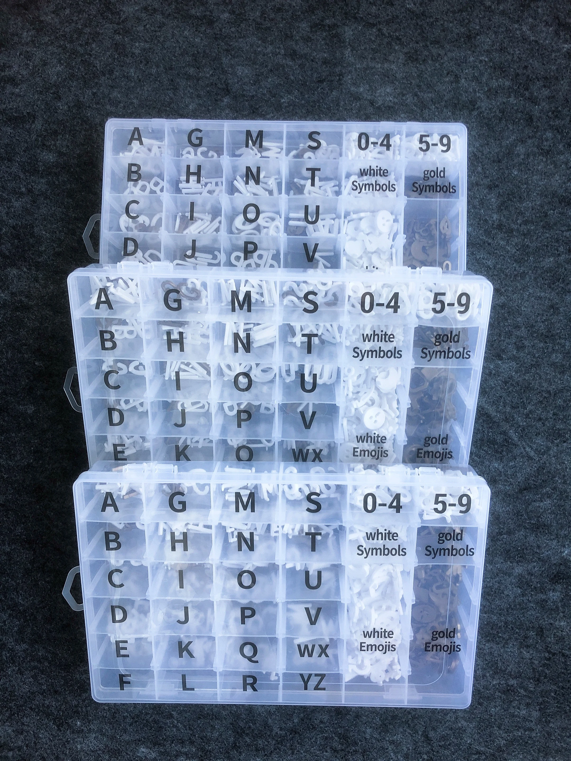 
High Quality Plastic Letters case Letter Organizer Box with 690pcs letters / symbols / numbers For The Felt Letter Board IBEI 