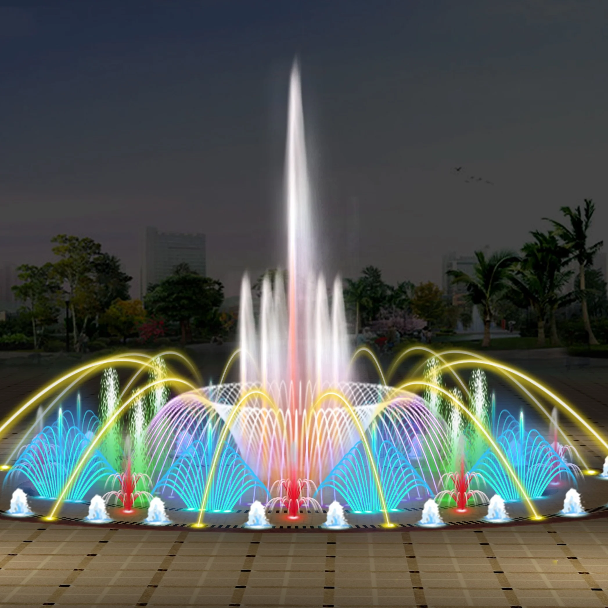 Outdoor Laminar Jet Music Water Fountains Jumping Cutting Fountain Jet