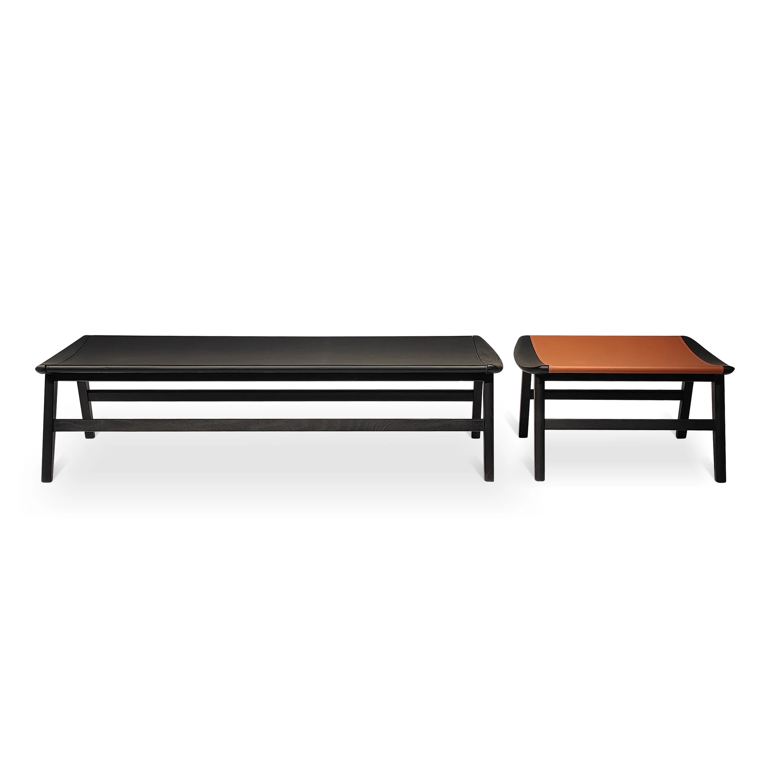 Durable Modern Courtyard Park Waiting Chair Leisure Backless Saddle Leather Bench Stool Living Room Villa Wooden Bench