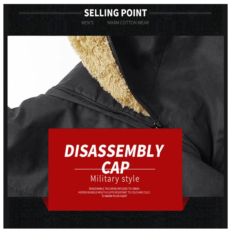 Wholesale 2023 heavy winter jaket man herren jaket 100% cotton Windproof and warm Detachable collar jacket for mens