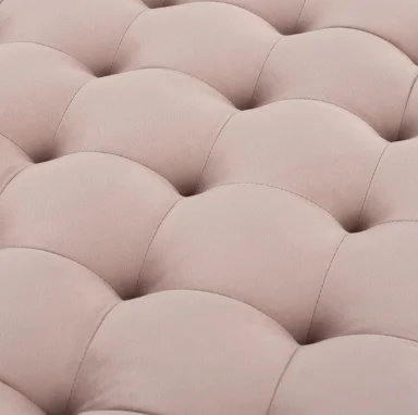 Blushed pink tufted square velvet ottoman