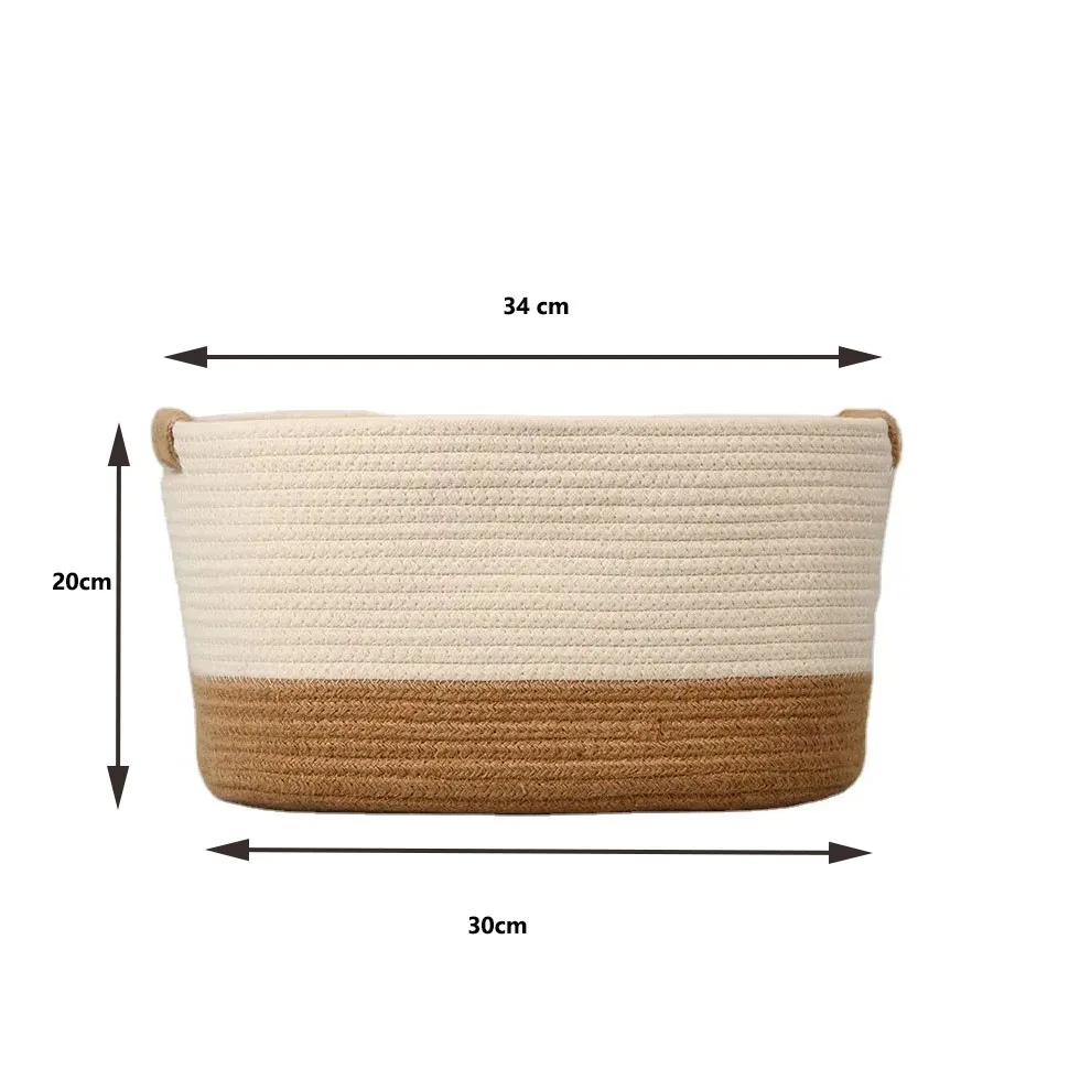 Simple Set of 3 Customization hand made beige white multi-function cotton rope storage basket