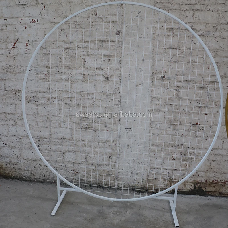 High quality wedding decoration metal circle grid stand gold round mesh backdrop