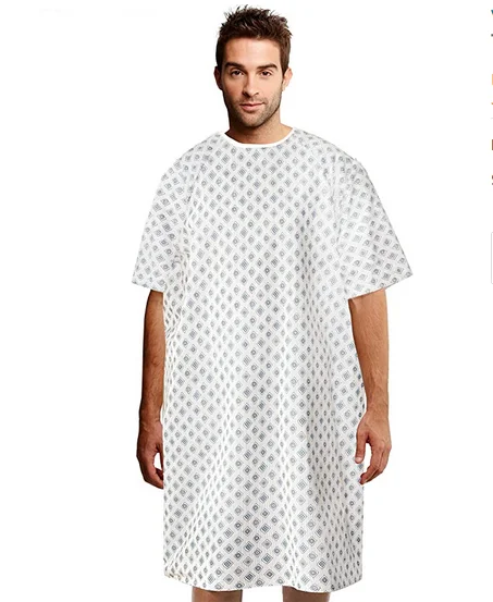 2023 Customized 3-Packs Hospital Clothing Printed Cotton Patient Gown