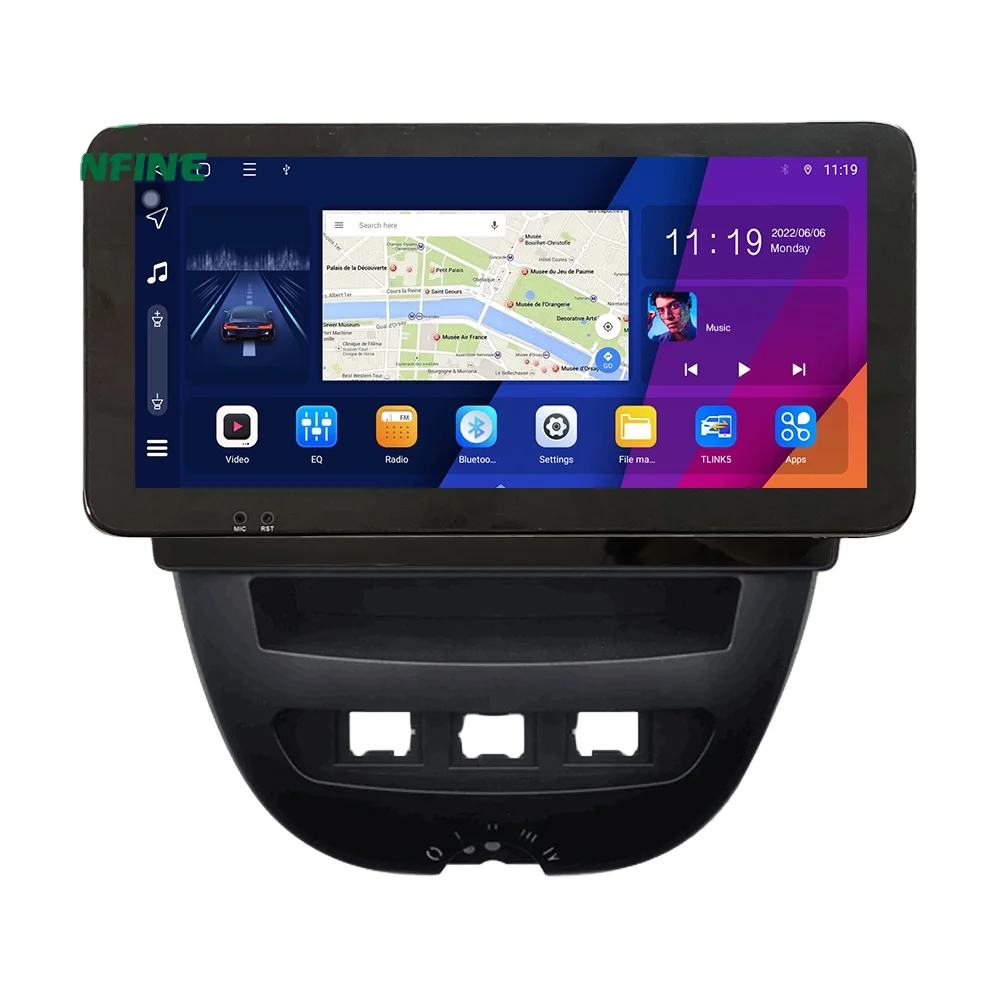 Для TOYOTA AYGO/ CITROEN C1/ PEUGEOT 107 QLED экран головного устройства двойной 2 Din автомобильная стереосистема GPS навигация Android автомобильное радио