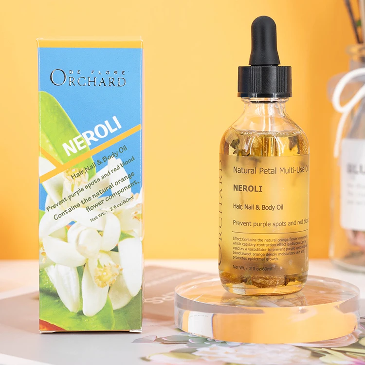 Free shipping orchard essential oil private label vegan natural hair skin face body petal moisturizer essential oil for skin