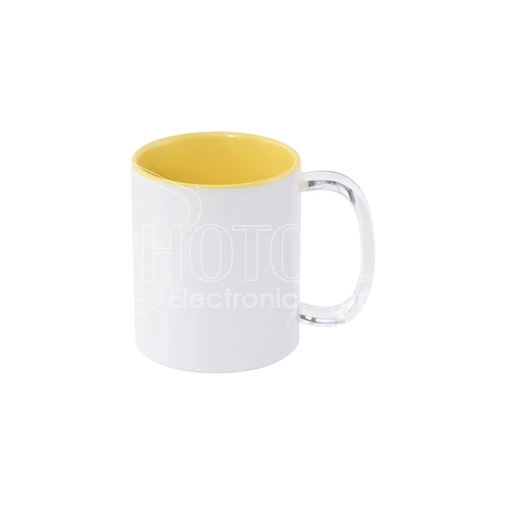 11 oz. Sublimation Blank Inside-Colored Ceramic Mug with Clear Glass Handle