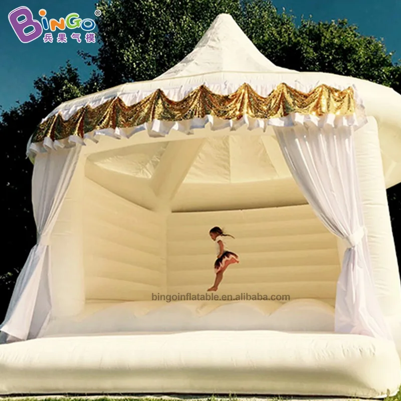 Wedding party decorative trampoline inflatable white bounce house for advertising