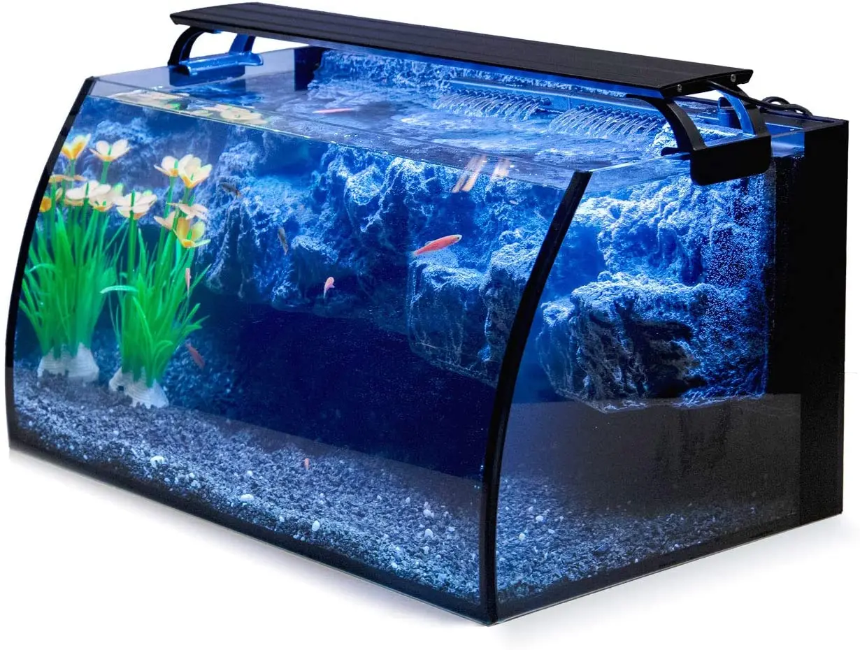 Amazon Top Sale Aquarium Tank  8 Gallon Home Pet Fish Tank with 18W Aquarium Led Light 7W 110GPH Internal Power Filter Pump