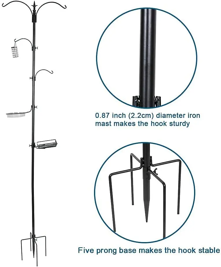 Premium Bird Feeding Station Kit/91 Inch Bird Feeder Pole, Multi Feeder Hanging Kit for Bird Watching/ Bird Bath Bird Feeder