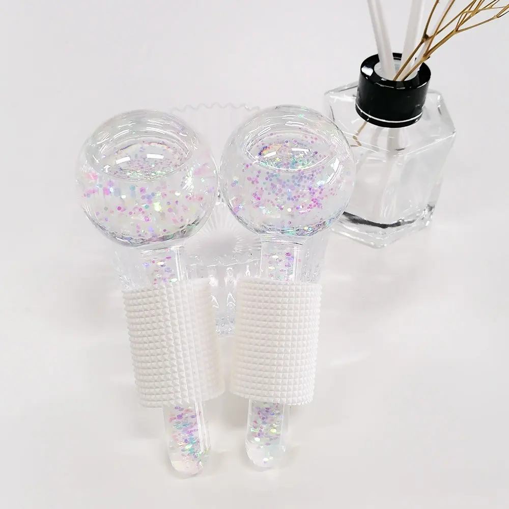 Facial cooling Ice Globe for face Glass Roller Cold therapy Skin Massage beauty glitter Ice Globes