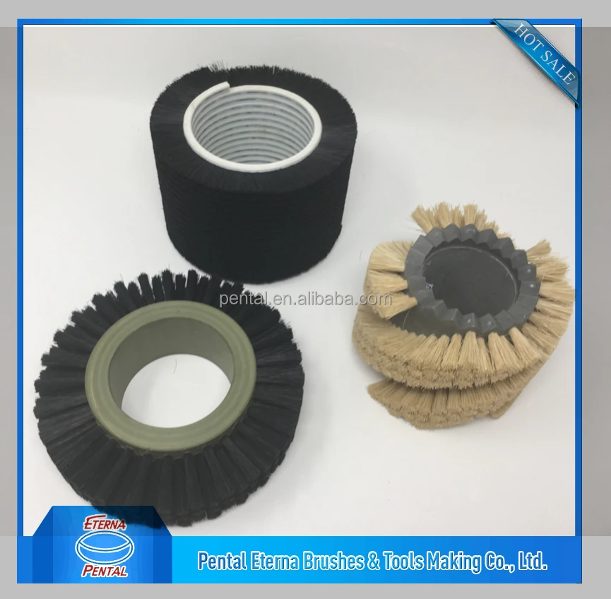 Round Industrial Brush Roller Cleaning Brush With Nylon Bristle