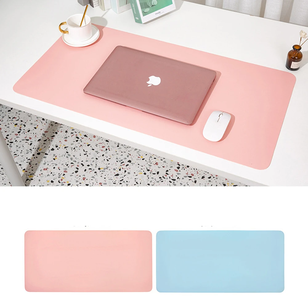 Simple office home durable double sided plush non slip waterproof PVC PU mat large desk pad non slip pu leather desk mouse pad