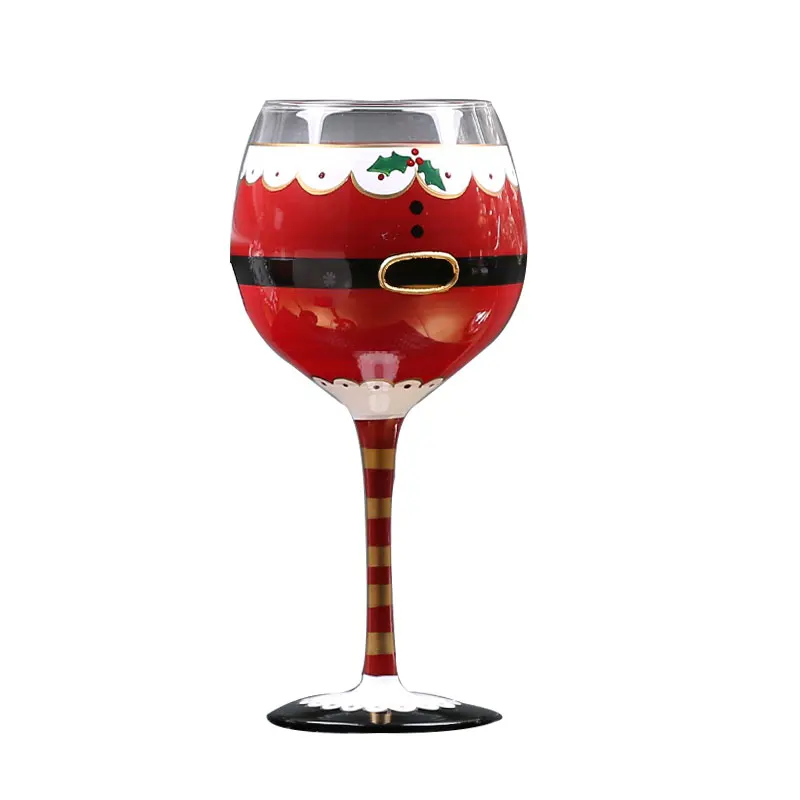 Wholesale Customized Creative Personality Hand-painted Red Wine Glass Christmas Gift Glass Goblet Household Ornaments