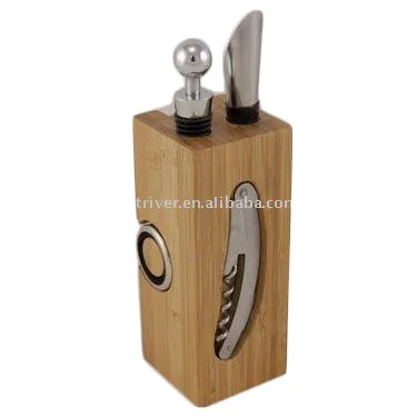 
Wine Tools Set With Bamboo Stand 