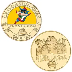 Kawaii Crayon Shin-Chan Anime Commemorative Coins Cartoon Animation Peripheral Collection Commemorative Badge Toys for Boys Gift