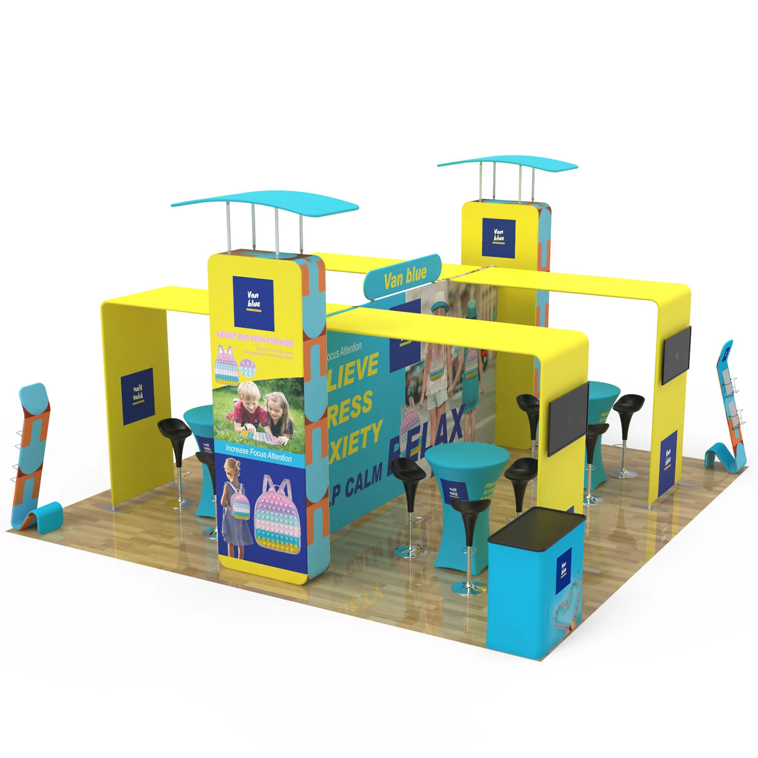 High quality 20x20 new design modular aluminum frame advertising expo pillar display custom tradeshow exhibition booth design