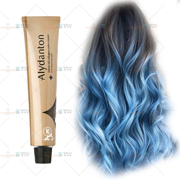 Huati Sifuli Alydanton Graduated Blue Organic Ammonia Free permanent shiny Popular hair dye color cream Salon profesional