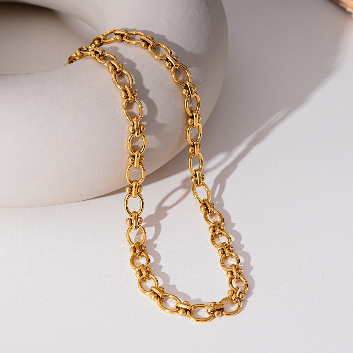 ONYSS Chain Design Waterproof fashion jewelry Plain Chain necklace 18K gold plated vintage thick necklace Stainless steel