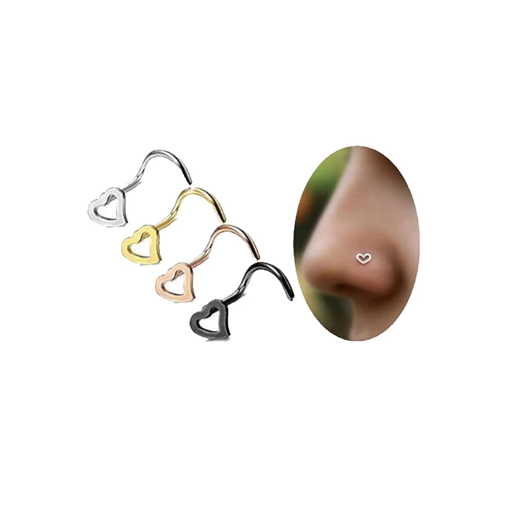  European and American fashion love curved hook nose nail stainless steel ring for piercing