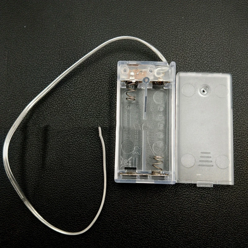 2 x AA Transparent Battery Holder with Cover and Switch, 2 AA Battery Holder Transparent Plastic Storage Holder