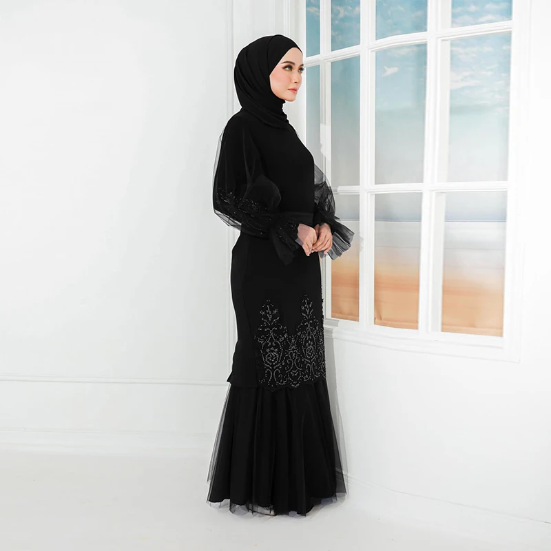 Новая красивая малайзийская юбка с длинным рукавом для девушек Kurung отдыха Baju Melayu длинная мусульманских женщин