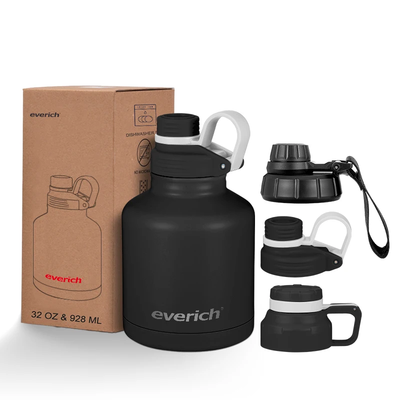 Everich New Style for AMZ Travel Camping Double Wall with Handle Press lid Stainless Steel Sports Water Bottle Outdoor Bottle