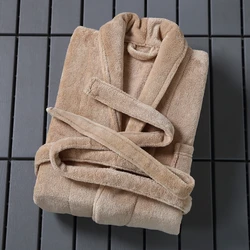 Thick 100% Flannel Coral Fleece Hotel Bathrobe Plush Bath Robe For Women and Man