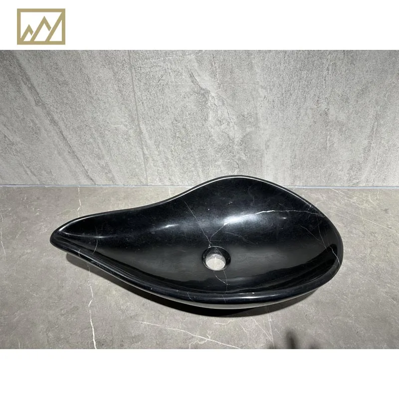 KINGS-WING Nero Marquina Marble Art Vessel Sink Size 60*35*15 cm Wash Basin High Quality For Model D18