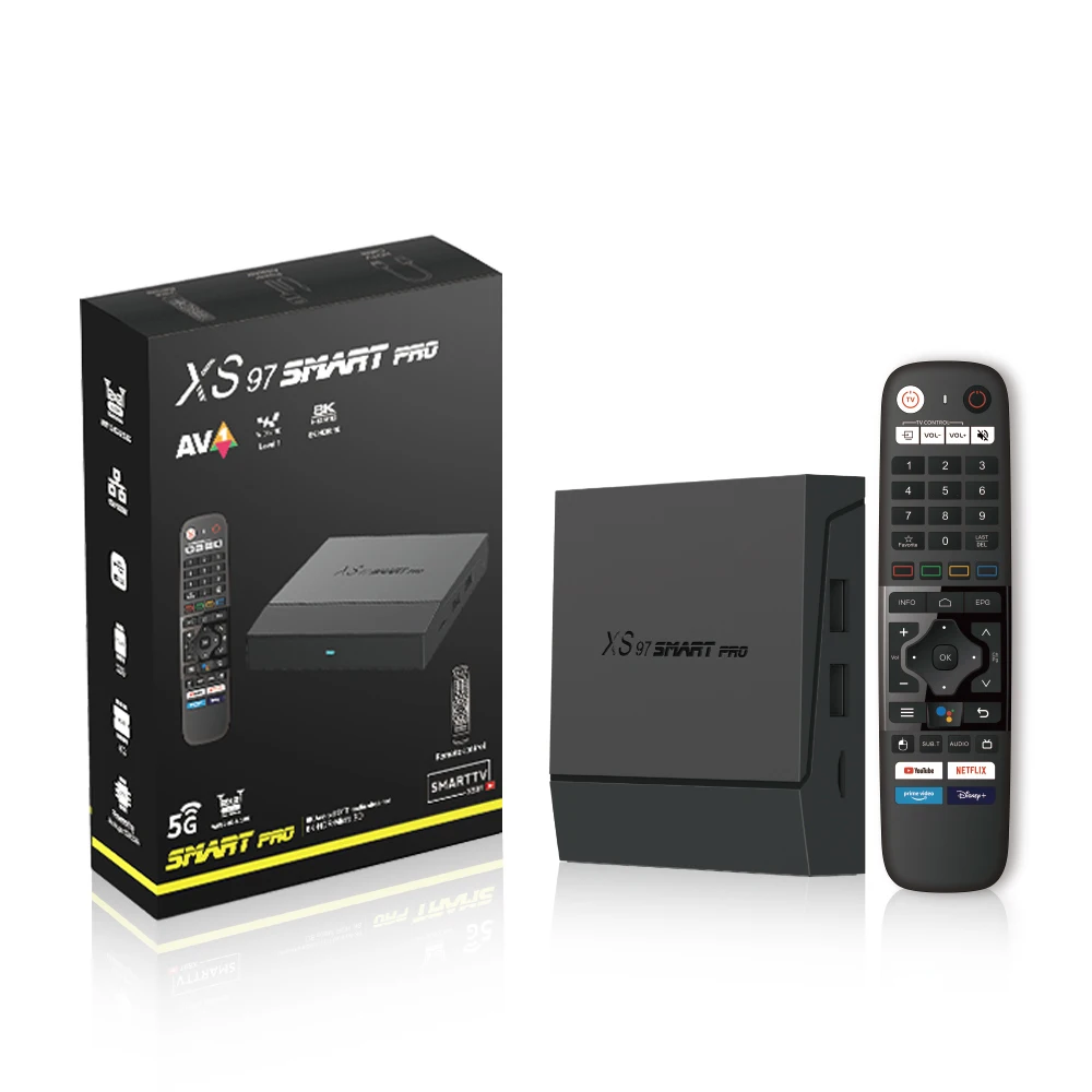 2024 Hot Style Amlogic 905X4 XS97 SMART Pro Remote Control Bt 5.0 Android Tv Box With Google Play With Good Service