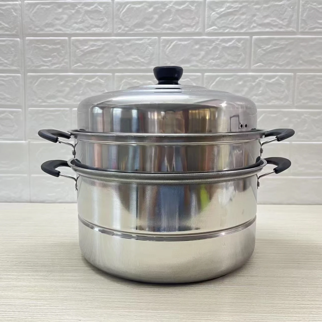 Wholesale cheap cooking steamer Stainless steel Steamer Pot pot lid  And Cooking Pots cookware 3 tier with bakelite handle