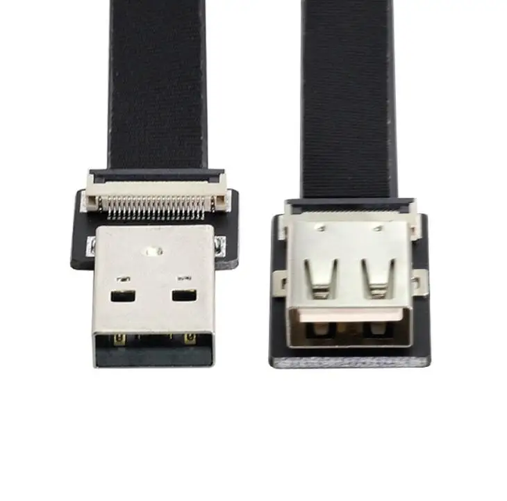 USB 2.0 Type-A Male to Female Extension Data Flat Slim FPC Cable for FPV & Disk & Scanner & Printer