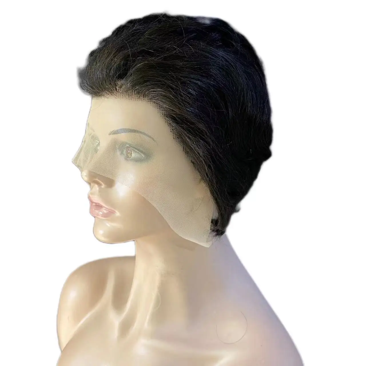 Ruyihair High Temperature Silk Rose Net Wig Perruques Naturel Cheveux Humain Short Curly Wigs Virgin Human Hair Wig For Women