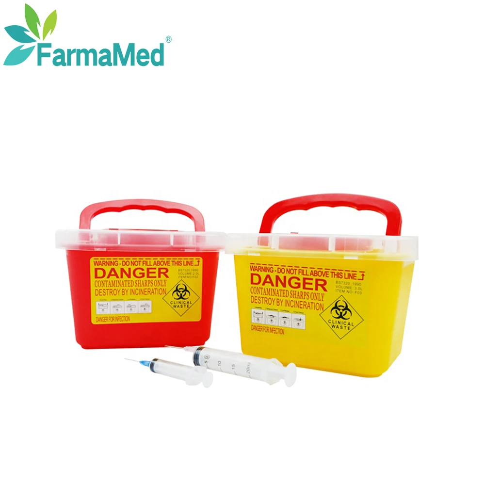 Medical sharp container boxes	plastic sharp container 3l sharp bin container