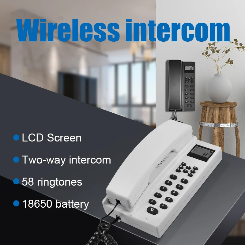 433MHz Audio Intercom Phone Wireless Telephone Secure Handsets Extendable Long Range For Home Warehouse Office Factory Hotel