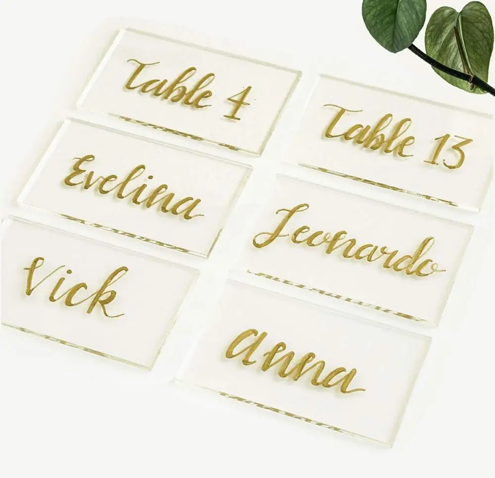 Clear Smooth Edges Rectangle Shape Blanks Acrylic Place Cards