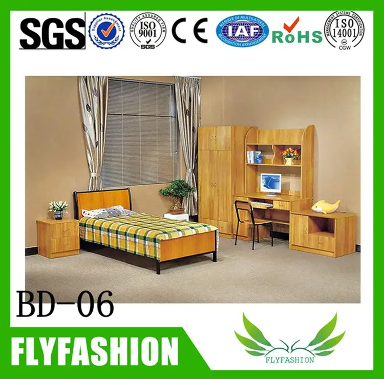 Modern Bedroom sets Wooden Bed with desk and Wardrobe