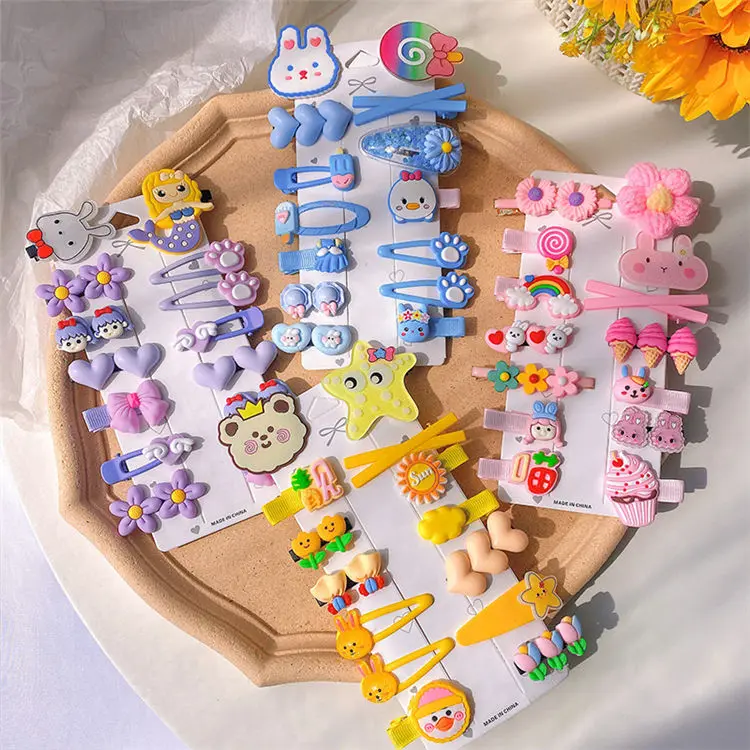 36pcs box Kids Flower Star animal mini Hair claw clips girls cute hair clips style decoration accessories