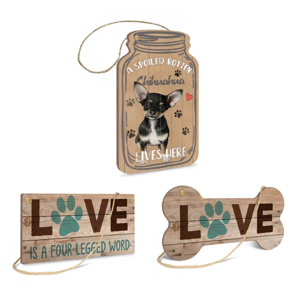 Putuo Decor Customisable Dog Breed Cat Bone Mason Jar Shape Wooden Wall Sign for Home Pet Decor