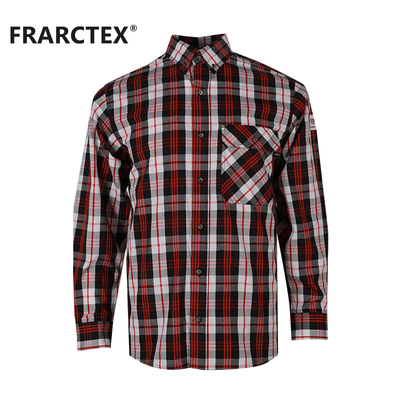 FRNATURTEX Wholesale Safety Work Wear Clothing Fire Resistant FR Cotton Work Plaid Shirt