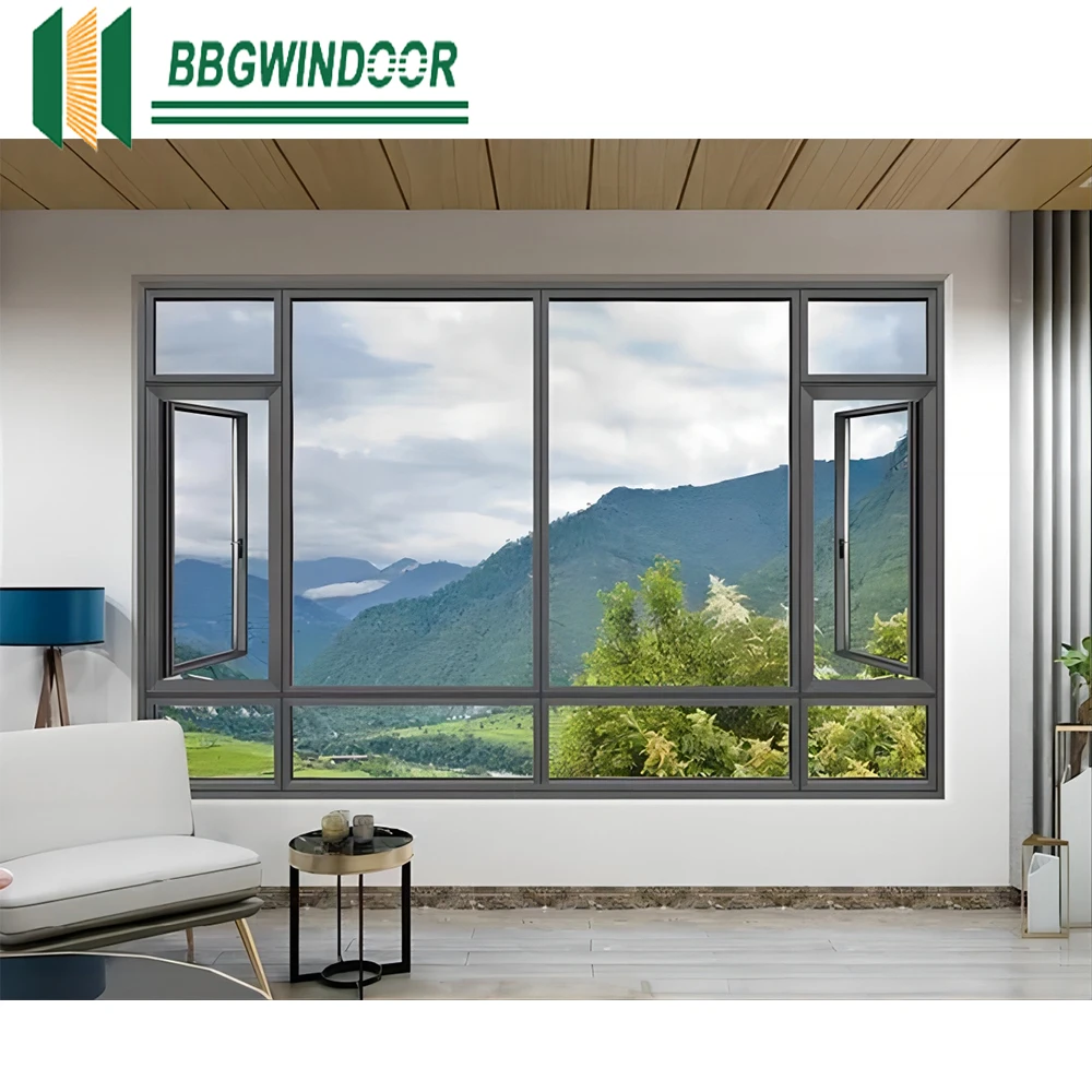 Lukliving Customizable Double Glazed Hurricane Impact Aluminum Egress Best Casement Window Cost with blinds