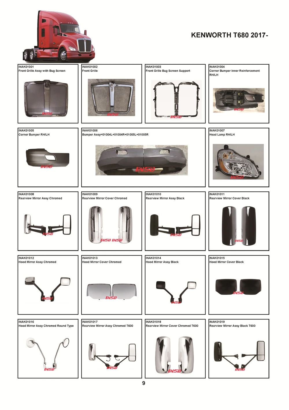 Rearview Mirror Assy Black for INTERNATIONAL DURSTAR Truck Spare Parts INAI01011