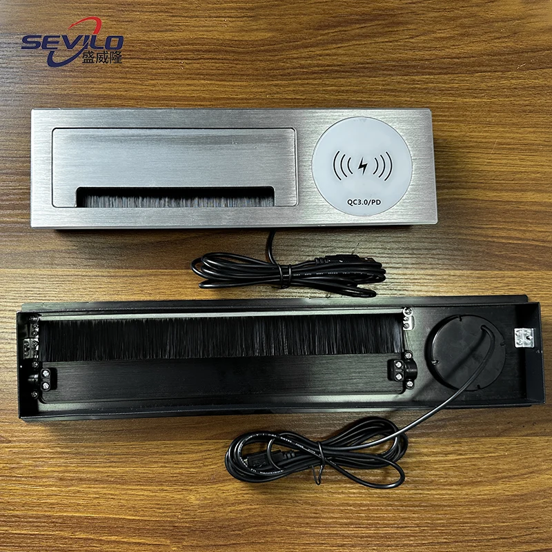 office furniture multimedia slide usb plug socket with wireless charger media socket