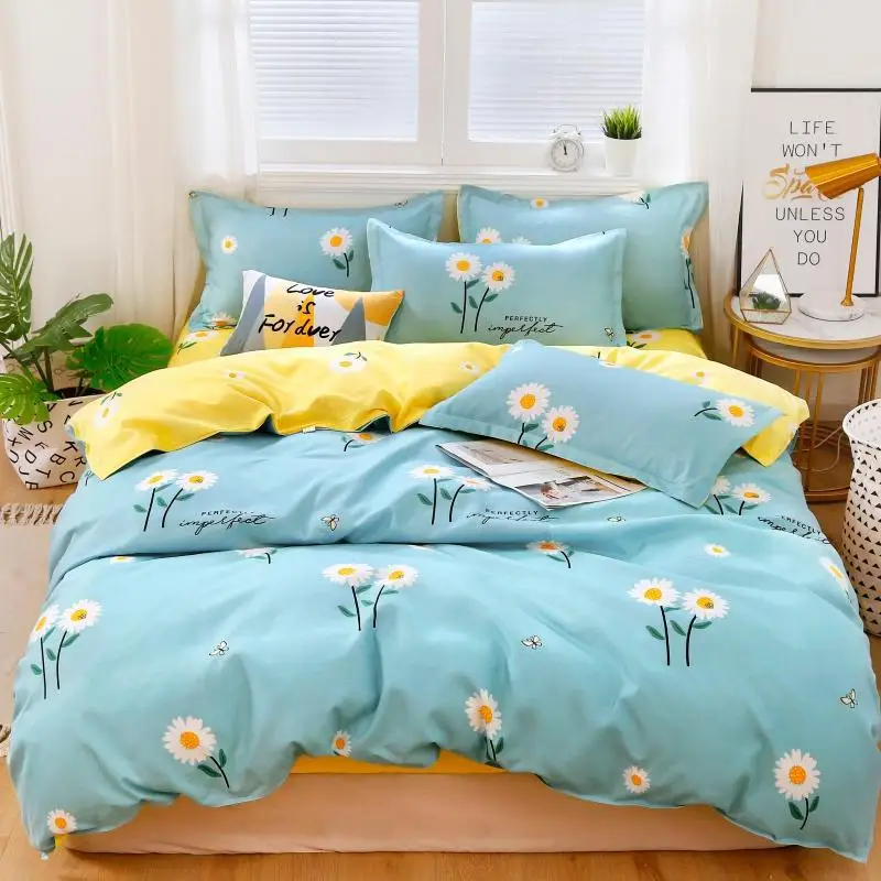 Best-selling Luxury 100% Cotton Duvet Cover Home 4 Pieces Bed Sheet Set Quality Comforter Bedding Set with 2Pcs Pillow Case