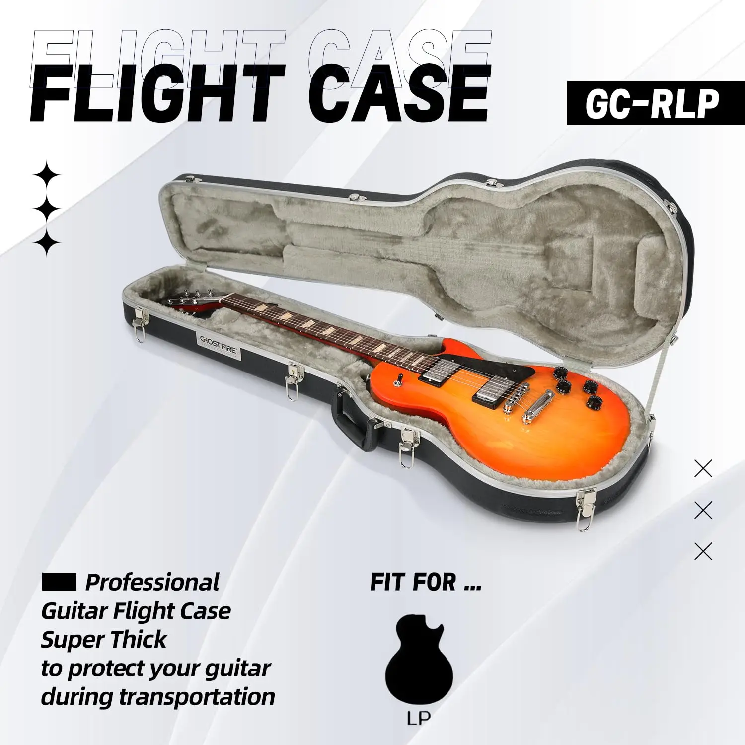 GHOSTFIRE Black Super thick ABS Molded Flight Case ST/TL Classical Hard-Shell Electric Acoustic Bass Guitar Hard Case with Lock