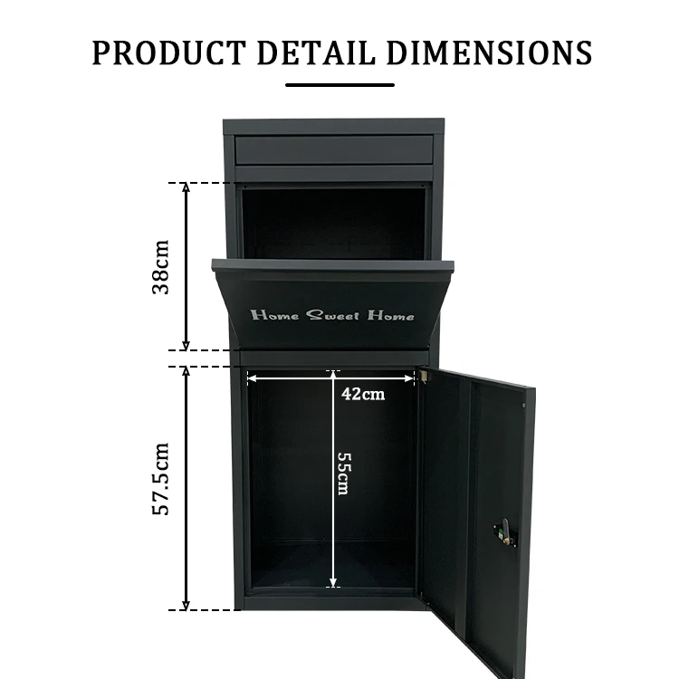 Почтовый ящик JH-Mech с запираемым ключом противоугонная свободно стоящая оцинкованная стальная уличная коробка для посылок