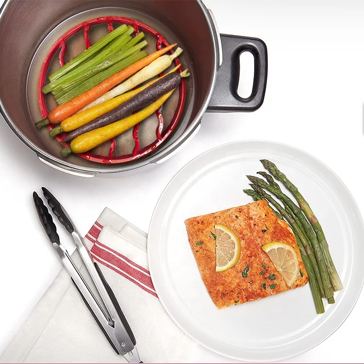 2 Pack Steaming Roasting Accessories Compatible BBQ Silicone Roasting Rack Round & Oval Roaster Racks