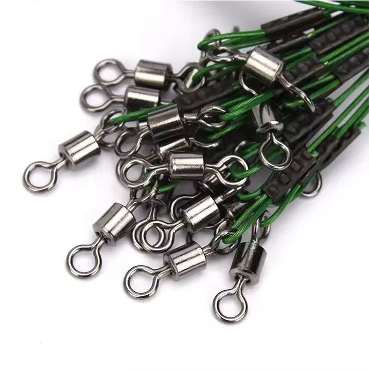 Fishing Lures Stainless Steel Trace Wire Leader Swivel Tackle Spinner Swivel Line 50cm 150LB Red Green Black#